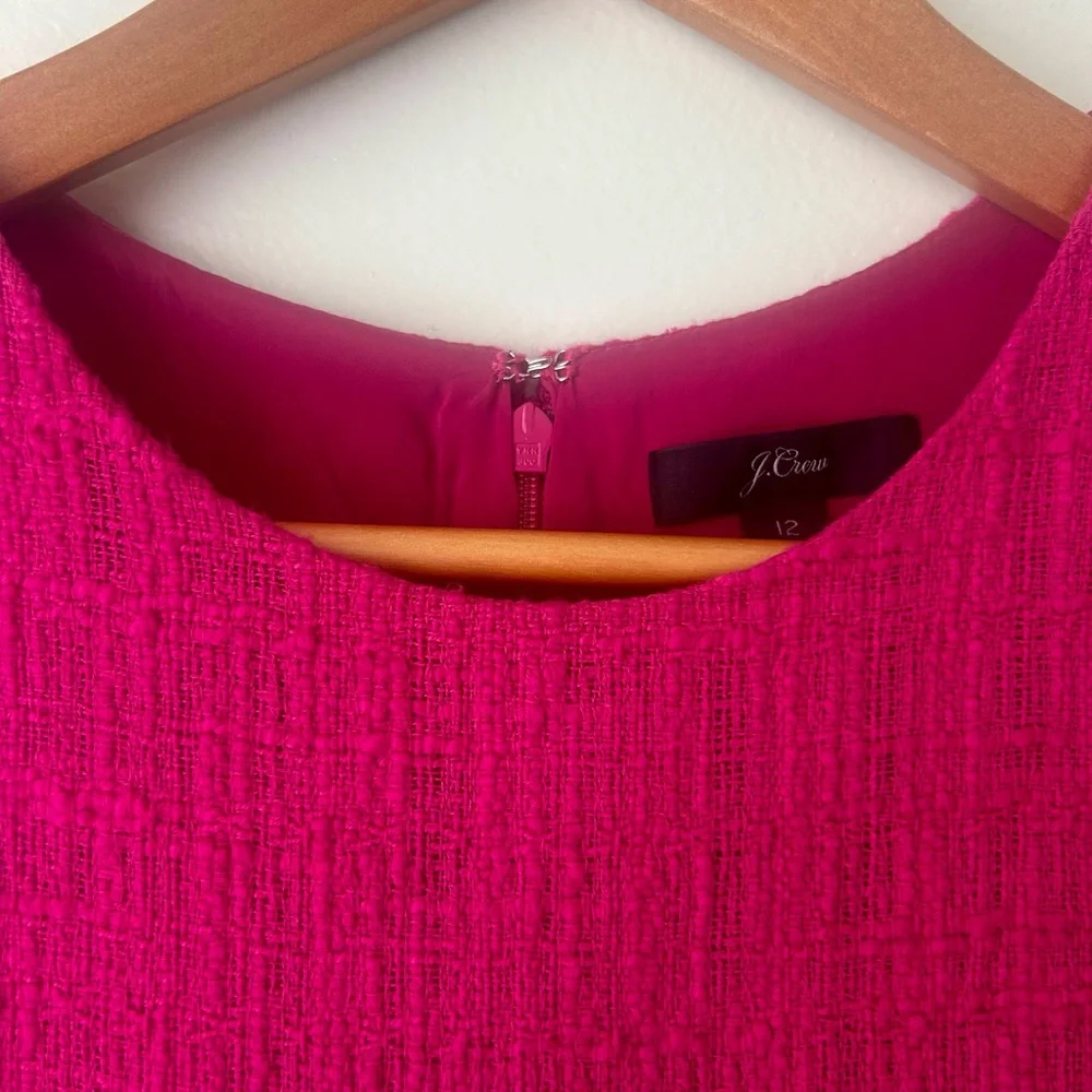 J. Crew Sleeveless Textured Hot Pink Mini Dress - Picture 2 of 3